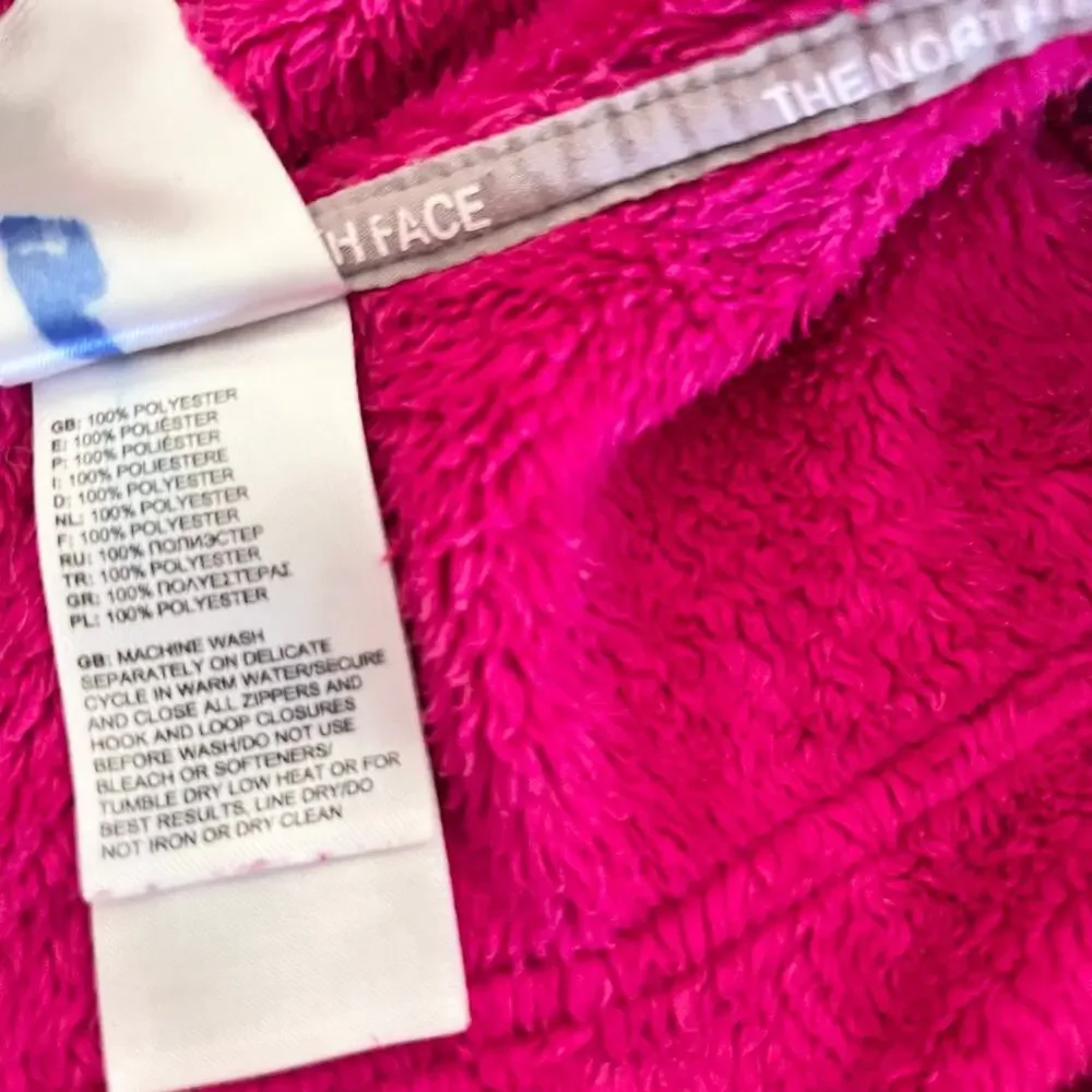 The North Face girls hot pink raspberry polar fleece hooded jacket size 6-12 mos